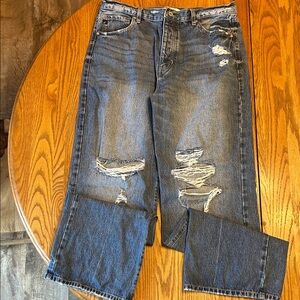 KanCan Button Up Womens Relaxed Distressed Denim Jeans